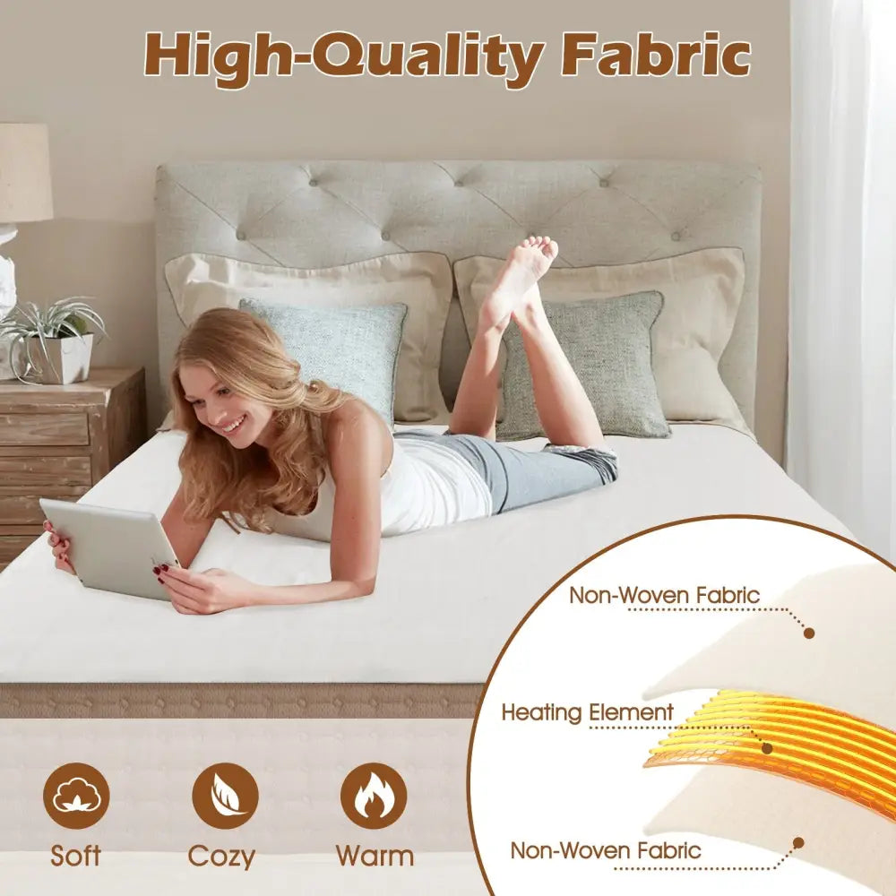 Machine Washable Electric Bed Warmer with Dual Controller 9 Heat Setting and 9-Hour Auto Off and Overheat