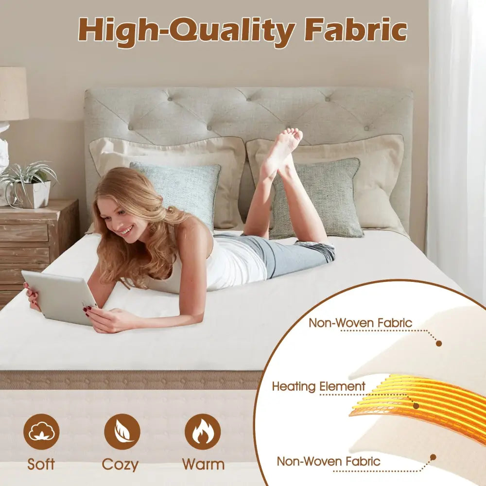 Machine Washable Electric Bed Warmer with Dual Controller 9 Heat Setting and 9-Hour Auto Off and Overheat