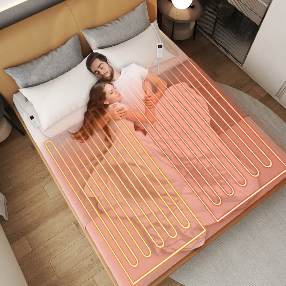 Machine Washable Electric Bed Warmer with Dual Controller 9 Heat Setting and 9-Hour Auto Off and Overheat