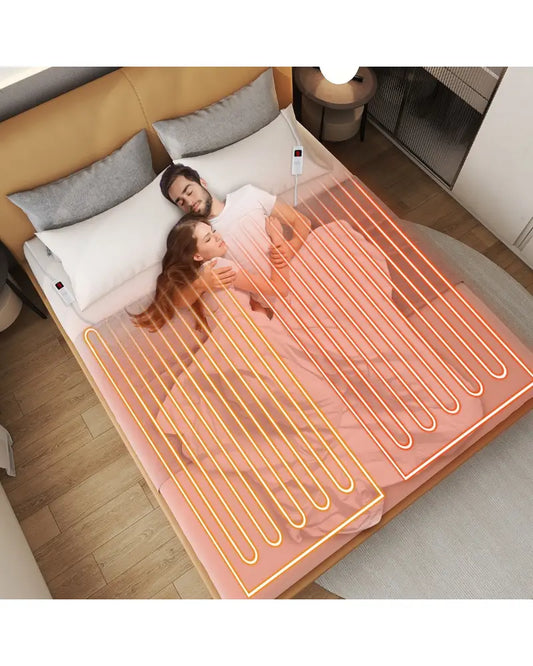 Machine Washable Electric Bed Warmer with Dual Controller 9 Heat Setting and 9-Hour Auto Off and Overheat