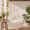 Macrame Swing Chair Hammock Chair with 2 Removable Cushions-Beige - Beige - Hammocks