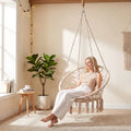 Macrame Swing Chair Hammock Chair with Round Seat Cushion-Beige - Beige - Hammocks
