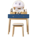 Makeup Vanity Table Set 3 Color Lighting Dressing Table-Blue - Blue - Makeup Vanities