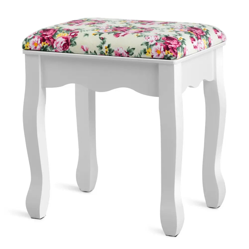 Makeup Vanity Table Set Girls Dressing Table with Drawers Oval Mirror-White - White - Makeup Vanities