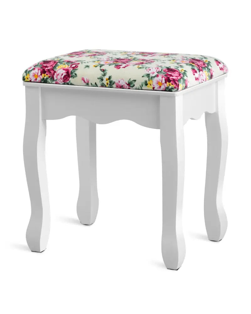 Makeup Vanity Table Set Girls Dressing Table with Drawers Oval Mirror-White - White - Makeup Vanities