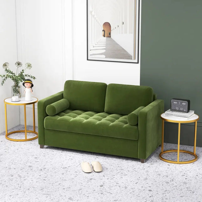 Marble Top Round Side Table 16-Inch End Table with Golden Metal Frame-2 Pieces - Golden - End & Side Tables