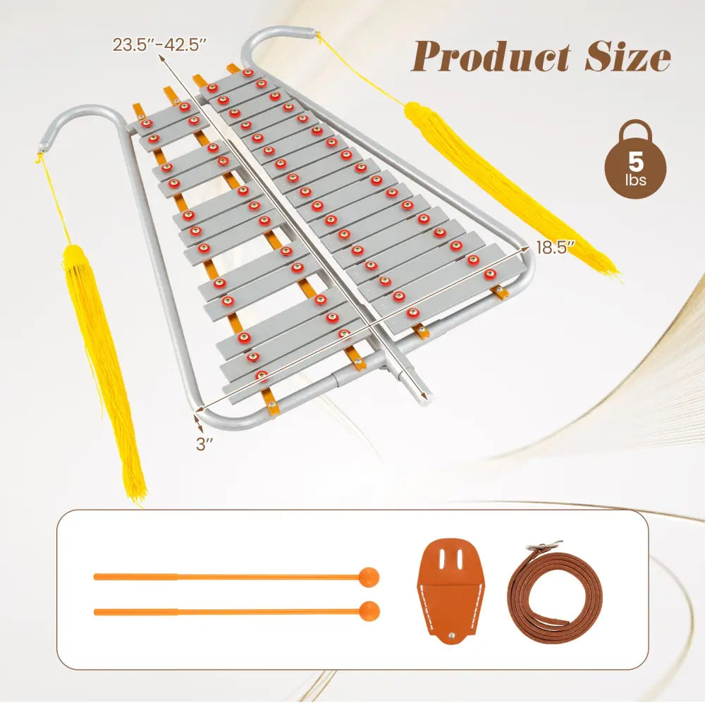Marching Glockenspiel 29 Note Bell Lyre for Marching Band-Silver - Silver - Drums & Percussion