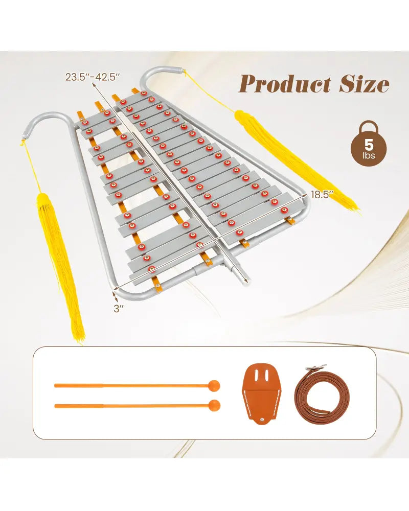 Marching Glockenspiel 29 Note Bell Lyre for Marching Band-Silver - Silver - Drums & Percussion