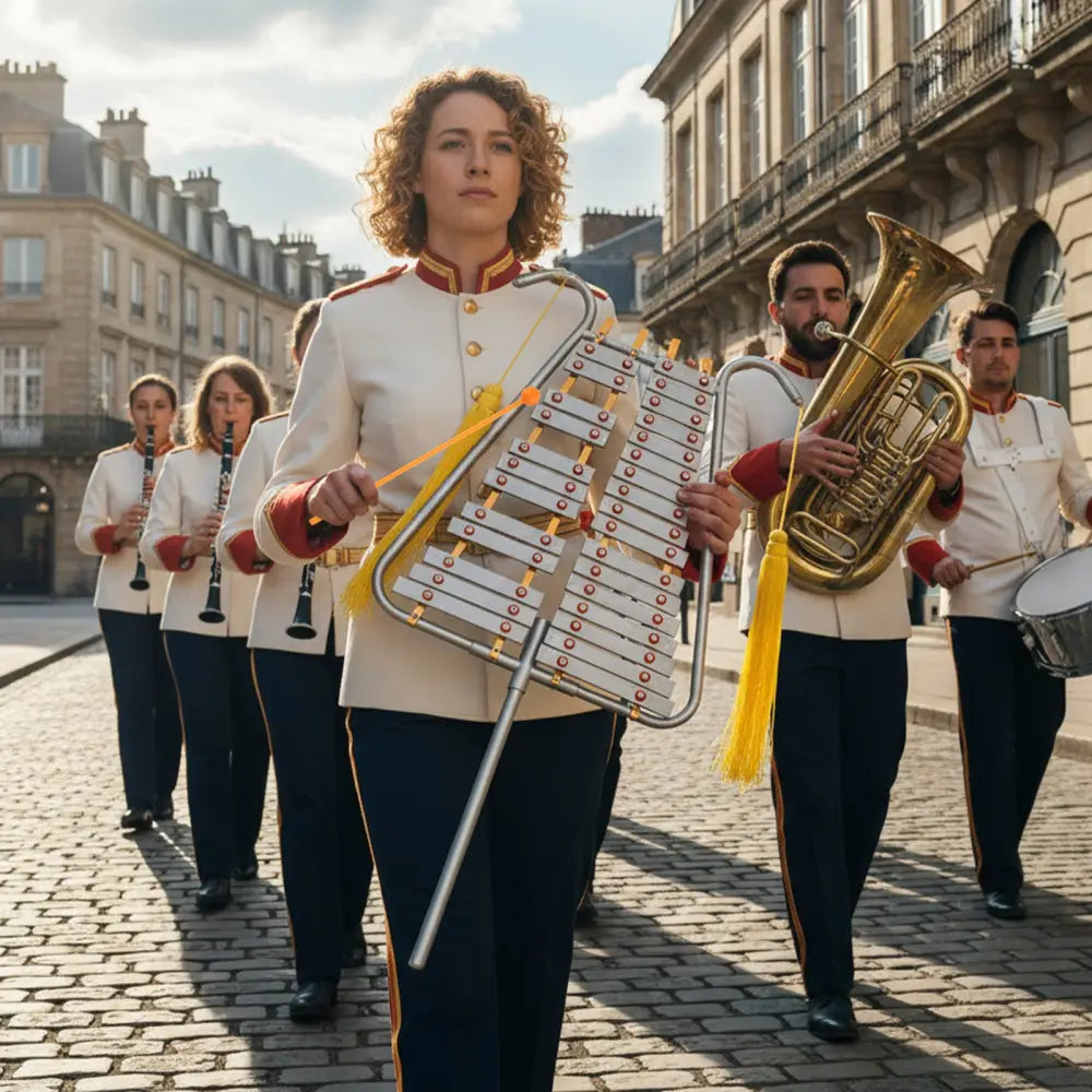 Marching Glockenspiel 29 Note Bell Lyre for Marching Band-Silver - Silver - Drums & Percussion