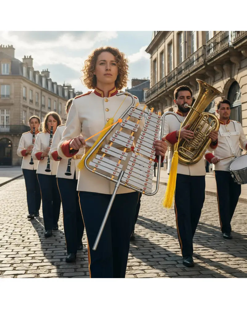Marching Glockenspiel 29 Note Bell Lyre for Marching Band-Silver - Silver - Drums & Percussion