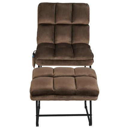 Massage Chair Velvet Accent Sofa Chair with Ottoman and Remote Control-Brown - Brown - Recliners