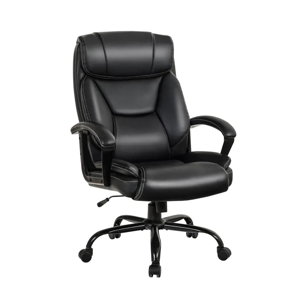 Massage Executive Office Chair with 6 Vibrating Points-Black - Black - Big and Tall Chairs