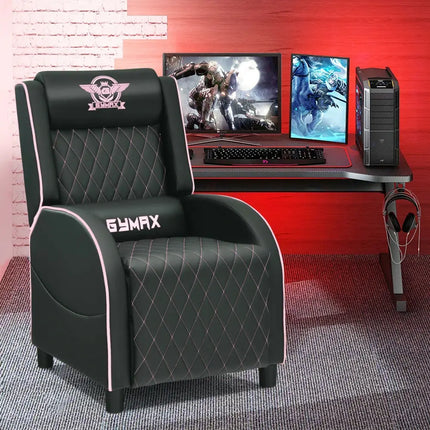 Massage Gaming Recliner Chair with Headrest and Adjustable Backrest for Home Theater-Pink - Pink - Gaming Chairs