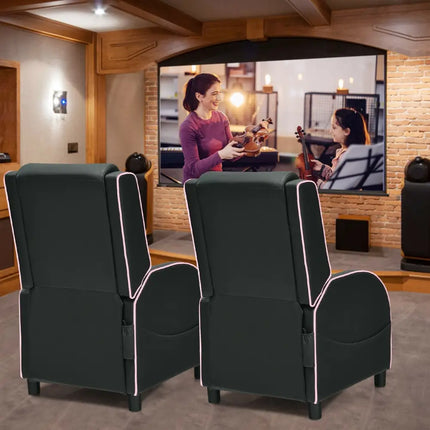 Massage Gaming Recliner Chair with Headrest and Adjustable Backrest for Home Theater-Pink - Pink - Gaming Chairs