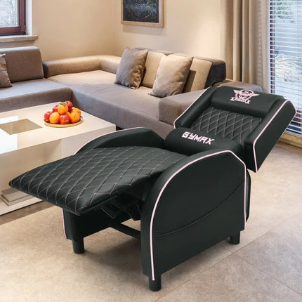 Massage Gaming Recliner Chair with Headrest and Adjustable Backrest for Home Theater-Pink - Pink - Gaming Chairs