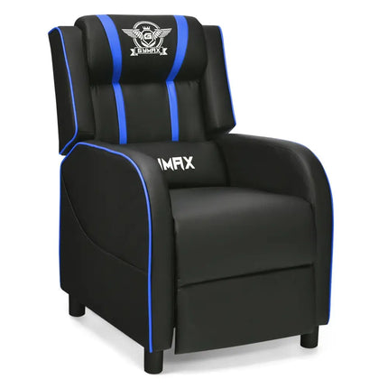 Massage Racing Gaming Single Recliner Chair-Blue - Blue - Gaming Chairs