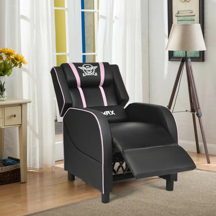Massage Racing Gaming Single Recliner Chair-Pink - Pink - Gaming Chairs
