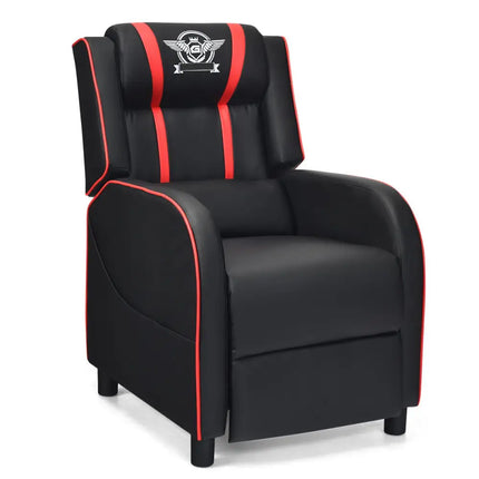 Massage Racing Gaming Single Recliner Chair-Red - Red - Gaming Chairs