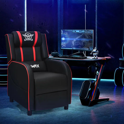 Massage Racing Gaming Single Recliner Chair-Red - Red - Gaming Chairs