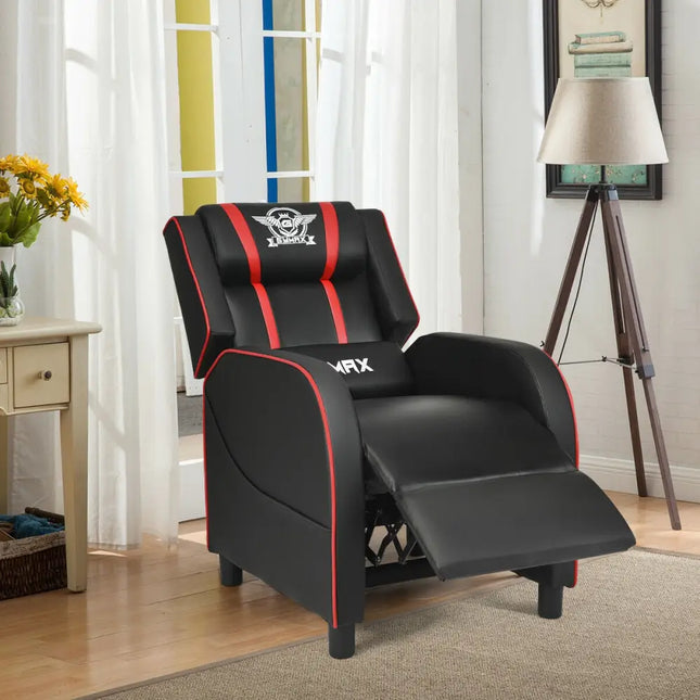Massage Racing Gaming Single Recliner Chair-Red - Red - Gaming Chairs