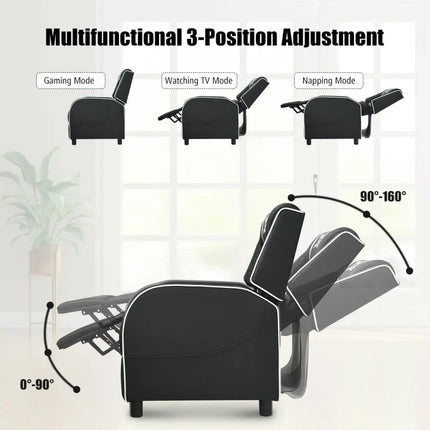 Massage Racing Gaming Single Recliner Chair-White - White - Gaming Chairs
