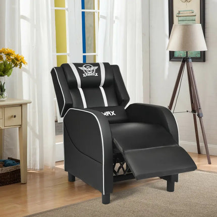 Massage Racing Gaming Single Recliner Chair-White - White - Gaming Chairs