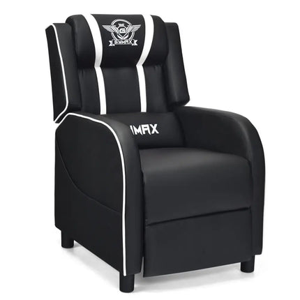Massage Racing Gaming Single Recliner Chair-White - White - Gaming Chairs