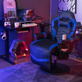 Massage Video Gaming Recliner Chair with Adjustable Height-Blue - Blue - Gaming Chairs