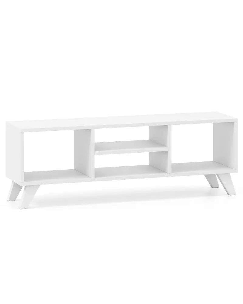 Media TV Console Table with Raised Support Legs-White - White - Entertainment Centers & TV Stands