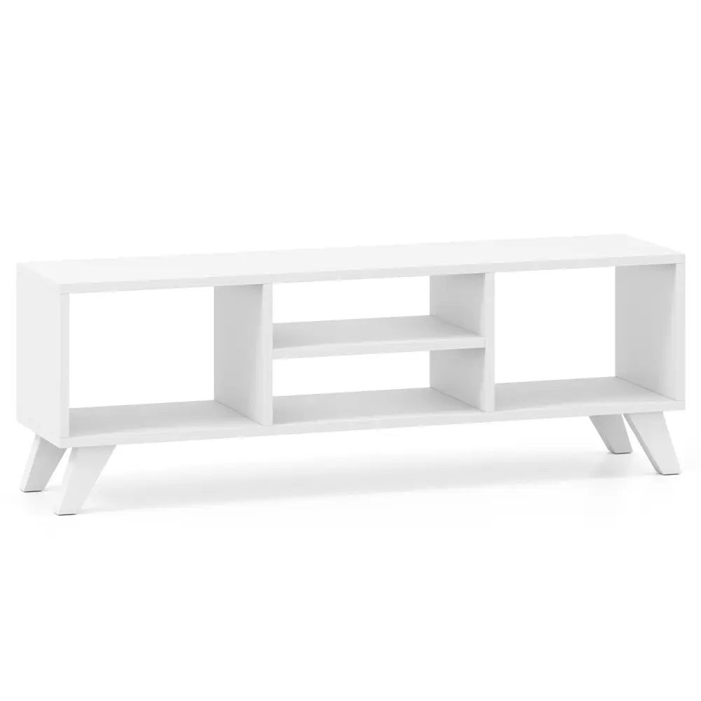Media TV Console Table with Raised Support Legs-White - White - Entertainment Centers & TV Stands