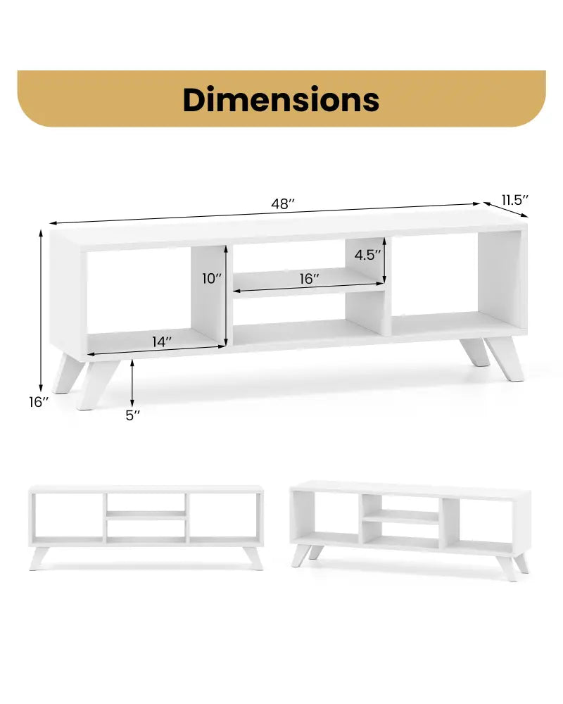 Media TV Console Table with Raised Support Legs-White - White - Entertainment Centers & TV Stands