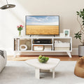 Media TV Console Table with Raised Support Legs-White - White - Entertainment Centers & TV Stands
