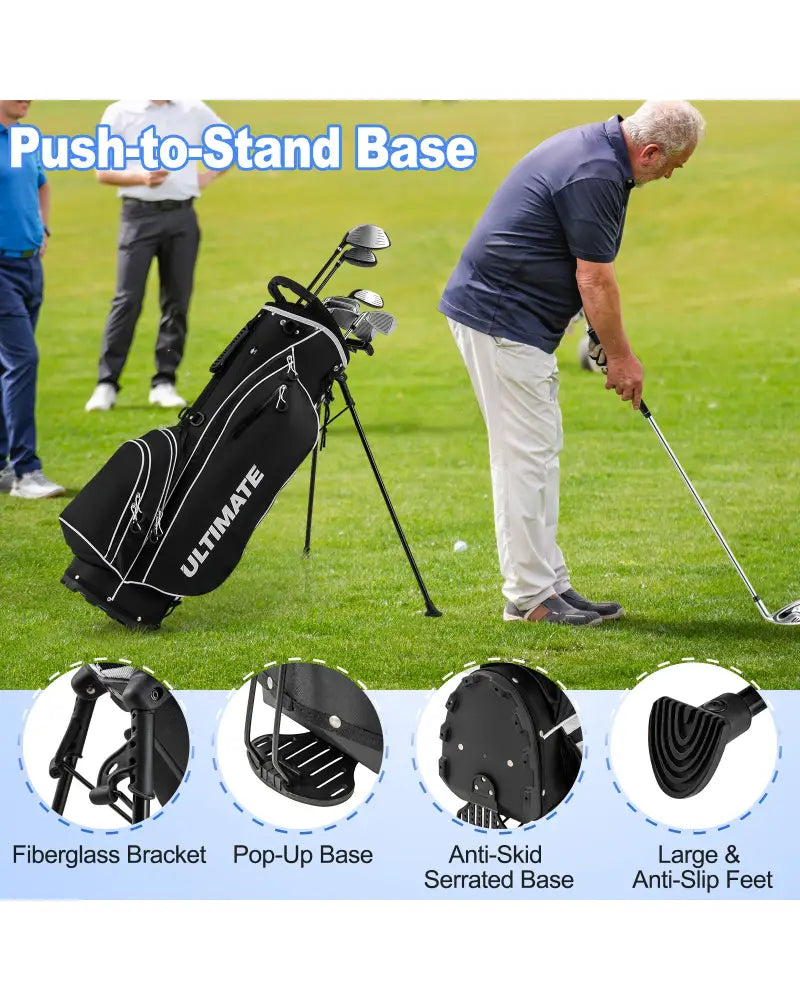 Men€™s Profile Complete Golf Club Package Set Includes 10 Pieces-Black - Black - Golf