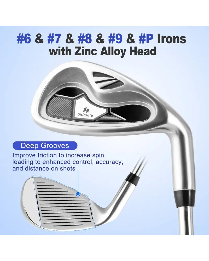 Men€™s Profile Complete Golf Club Package Set Includes 10 Pieces-Black - Black - Golf