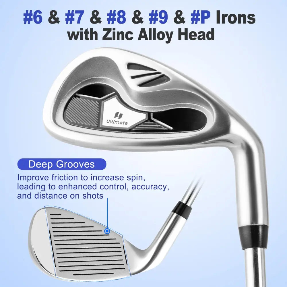 Men€™s Profile Complete Golf Club Package Set Includes 10 Pieces-Black - Black - Golf