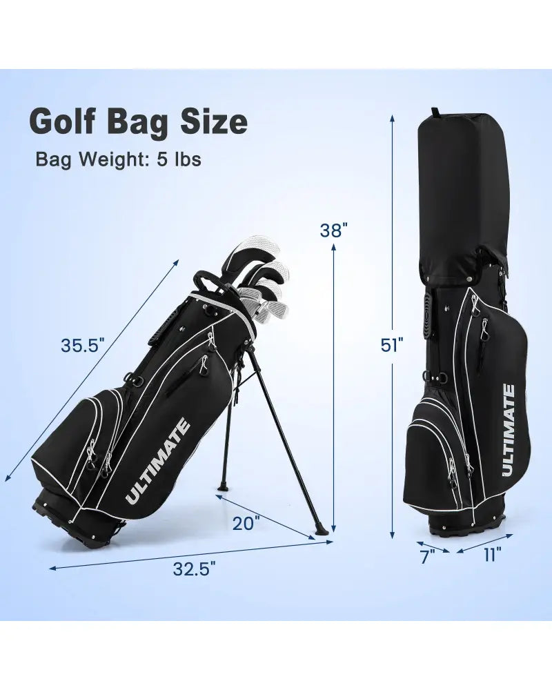 Men€™s Profile Complete Golf Club Package Set Includes 10 Pieces-Black - Black - Golf