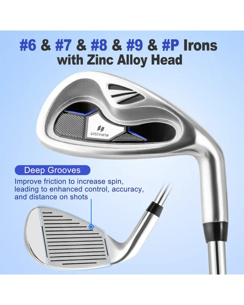 Men€™s Profile Complete Golf Club Package Set Includes 10 Pieces-Blue - Blue - Golf