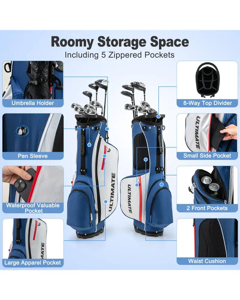Men€™s Profile Complete Golf Club Package Set Includes 10 Pieces-Blue - Blue - Golf