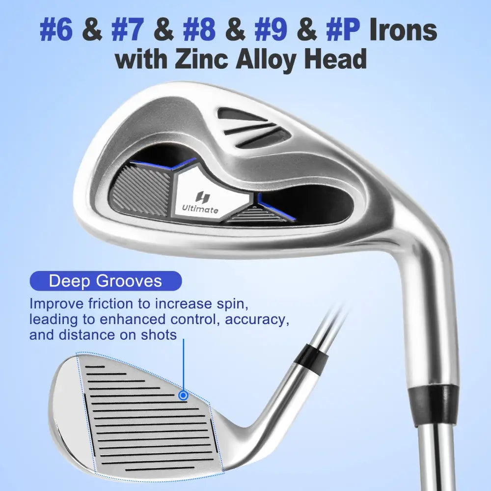 Men€™s Profile Complete Golf Club Package Set Includes 10 Pieces-Blue - Blue - Golf