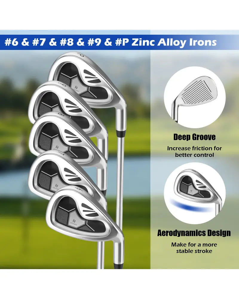 Men’s 9 Pieces Complete Golf Club Set-Gray - Gray - Golf