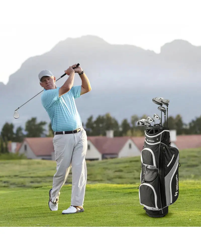 Men’s 9 Pieces Complete Golf Club Set-Gray - Gray - Golf