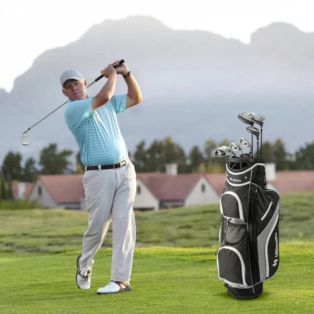 Men’s 9 Pieces Complete Golf Club Set-Gray - Gray - Golf