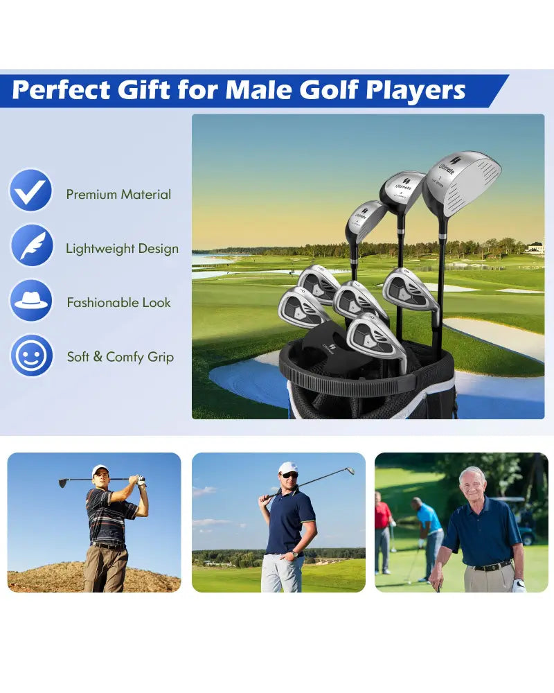 Men’s 9 Pieces Complete Golf Club Set-Gray - Gray - Golf