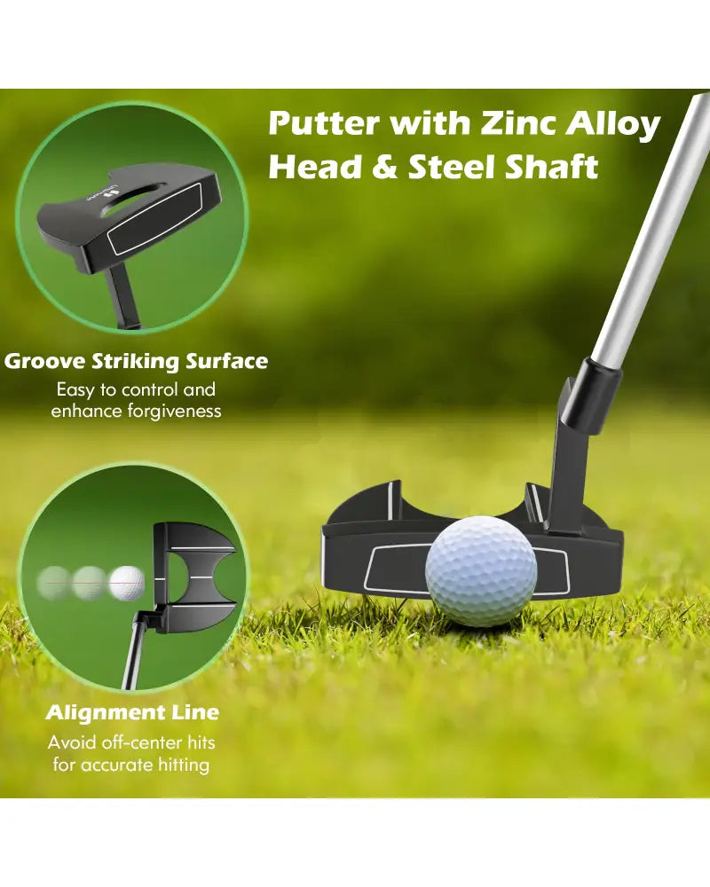 Men’s 9 Pieces Complete Golf Club Set-Gray - Gray - Golf