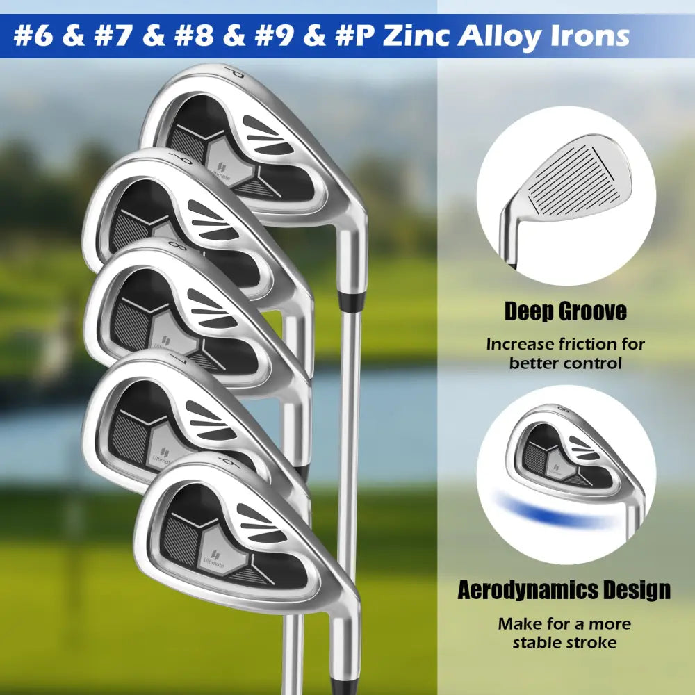 Men’s 9 Pieces Complete Golf Club Set-Gray - Gray - Golf
