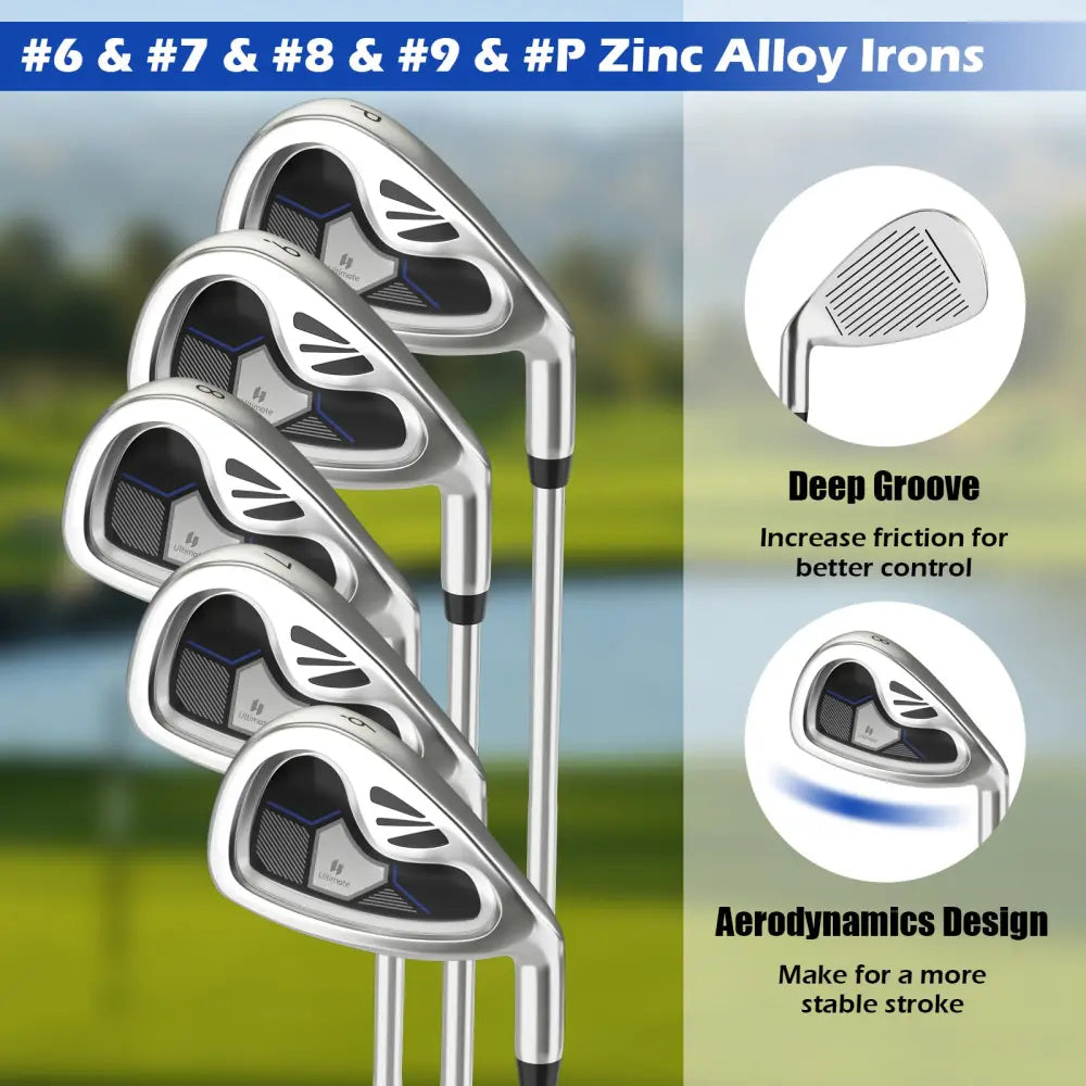 Men’s 9 Pieces Complete Golf Club Set-Navy - Navy - Golf