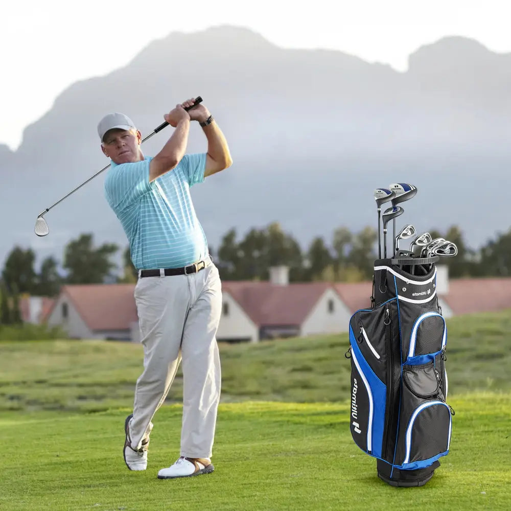 Men’s 9 Pieces Complete Golf Club Set-Navy - Navy - Golf