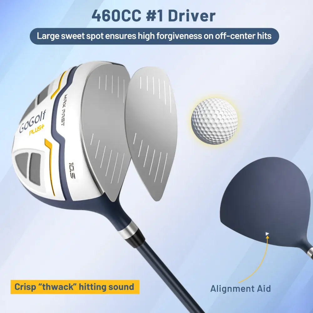 Men’s Complete Golf Clubs and Bag Set Right Handed-Yellow - Yellow - Golf