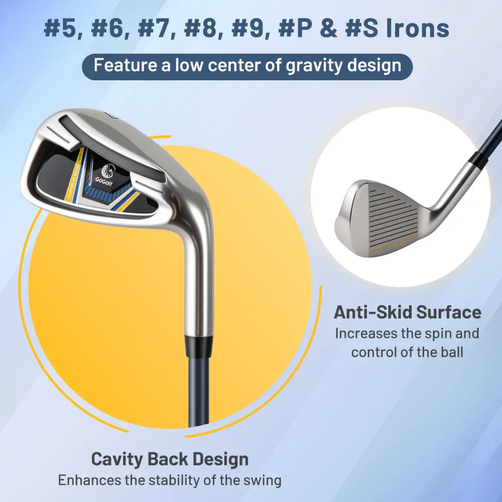 Men’s Complete Golf Clubs and Bag Set Right Handed-Yellow - Yellow - Golf