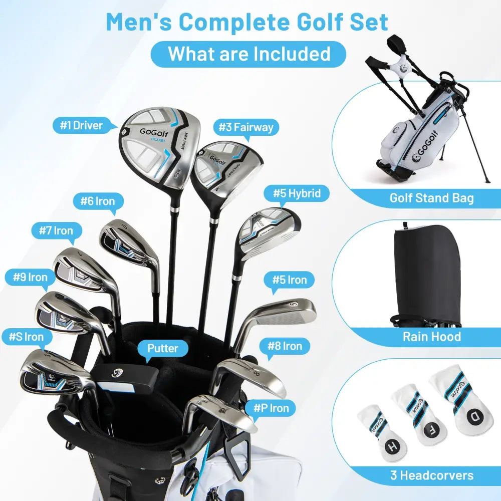 Men’s Complete Golf Clubs and Bag Set-White - White - Golf